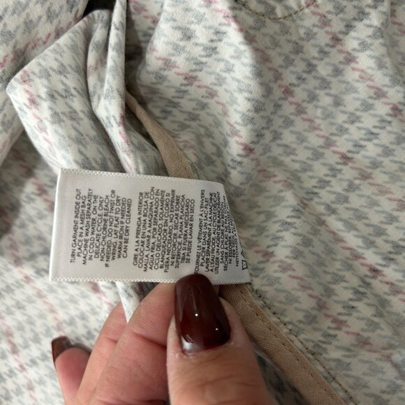 CAbi Jacket Small Red Sherlock Houndstooth Plaid Button Front Chore Coat Pockets - Picture 10 of 13